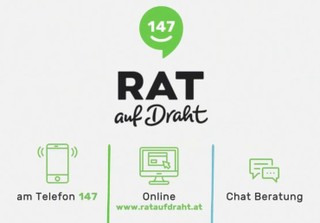 „Rat auf Draht“ ist eine kostenfreie Telefonhilfe für Kinder, Jugendliche und deren Eltern. Sie ist 24 Stunden täglich unter der Nummer 147 (ohne Vorwahl) aus ganz Österreich erreichbar und hilft auch bei Problemen in der Familie.