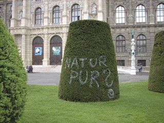 Ein anonymer Kommentar vor dem Naturhistorischen Museum in Wien