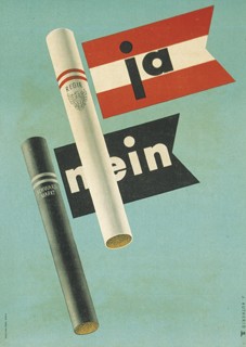 Mit diesem Plakat gegen den Schwarzmarkt bei Zigaretten (1948) wurde nach dem Zweiten Weltkrieg an den österreichischen Patriotismus appelliert. Plakat von Josef Autherid